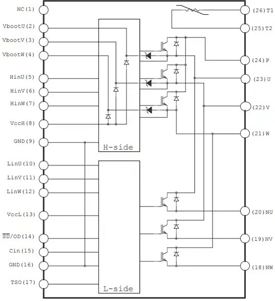 Schematic - STMicroelectronics STGIB10CH60TS-L SLLIMM Short-Circuit IGBTs