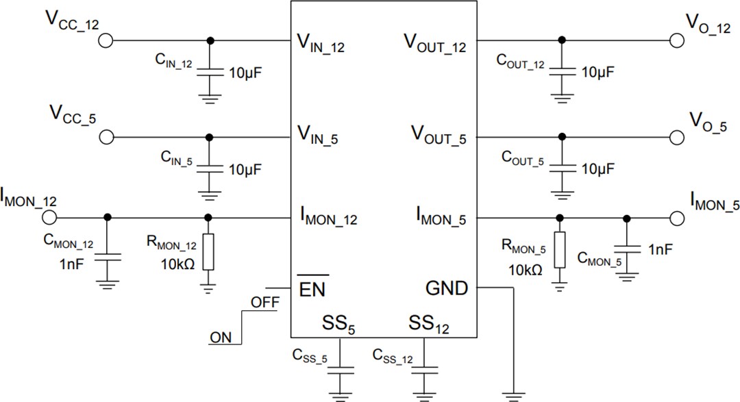 Application Circuit Diagram - STMicroelectronics STEF512PUR Dual Electronic Fuse