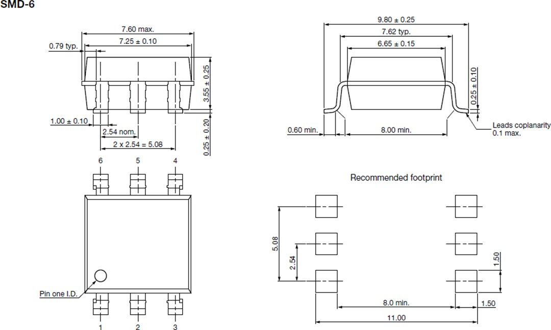 Mechanical Drawing - Vishay LH1525 Solid-State Relay (SSR)