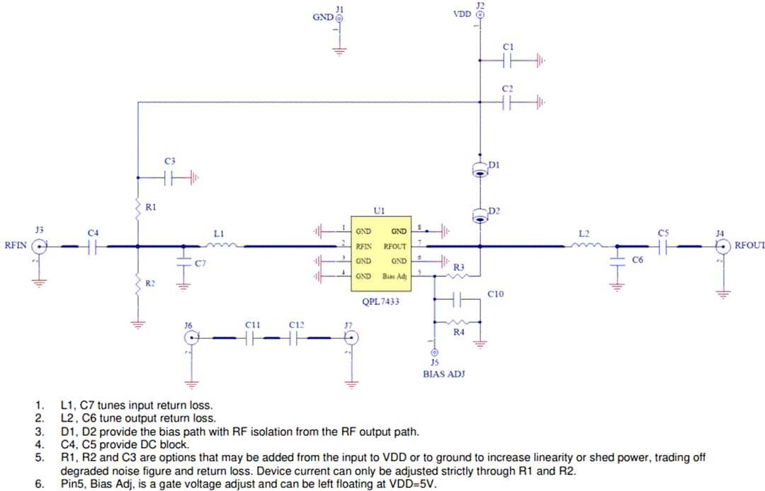 Schematic - Qorvo QPL7433PCK-01 RF Evaluation Board