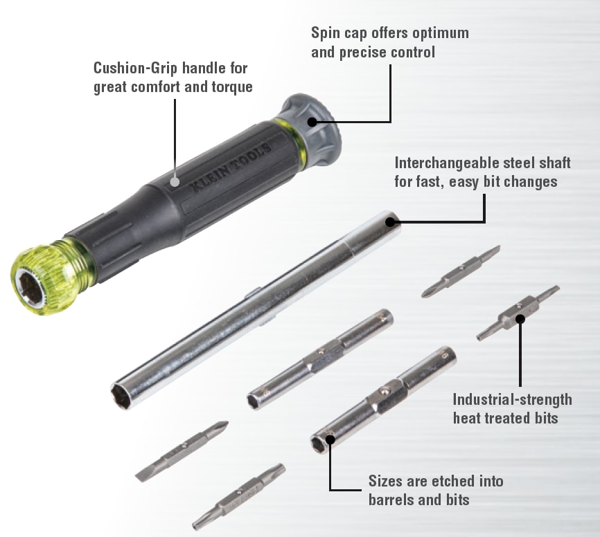 Chart - Klein Tools 14-in-1 Precision Screwdriver / Nut Driver