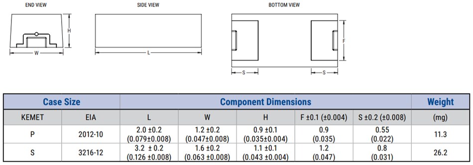 KEMET T597 125°C小型AEC-Q200聚合物電容器