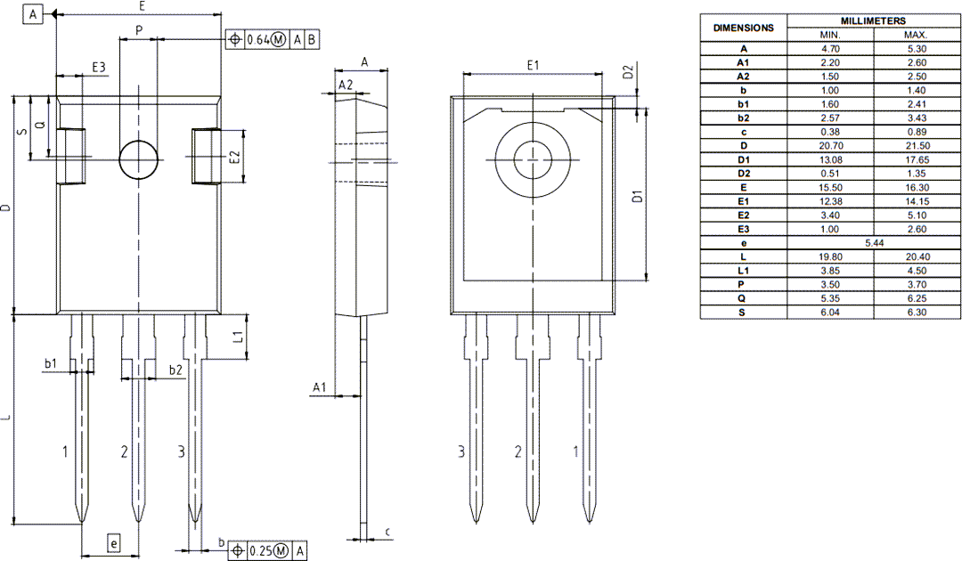 Mechanical Drawing - Infineon Technologies 650V CoolSiC™ M1 Trench Power MOSFETs