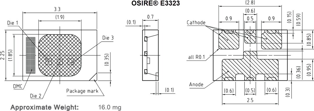 Mechanical Drawing - ams OSRAM OSIRE® E3323 RGB LEDs