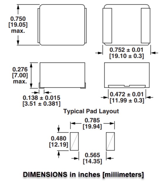 機械製圖 - Vishay / Dale IHLP-7575GZ-5A和IHLP-7575GZ-51固定式電感器