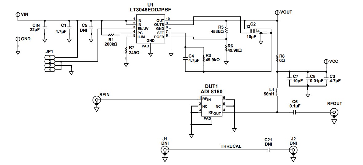Schematic - Analog Devices Inc. ADL8150-EVALZ Evaluation Board