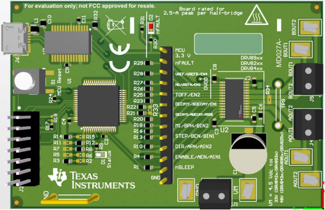 Mechanical Drawing - Texas Instruments DRV8256EEVM Motor Driver Evaluation Module