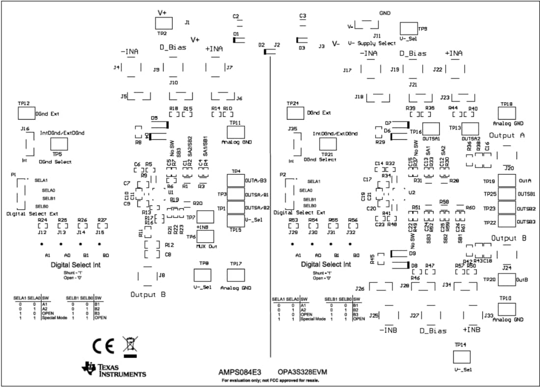 Mechanical Drawing - Texas Instruments OPA3S328EVM Op Amp Evaluation Module (EVM)