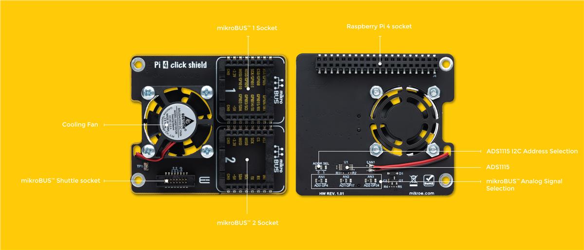 Mikroe Pi 4 Click Shield
