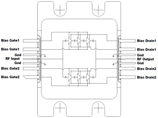 Schematic - MACOM CMPA1C1D080F 90W GaN MMIC Power Amplifier