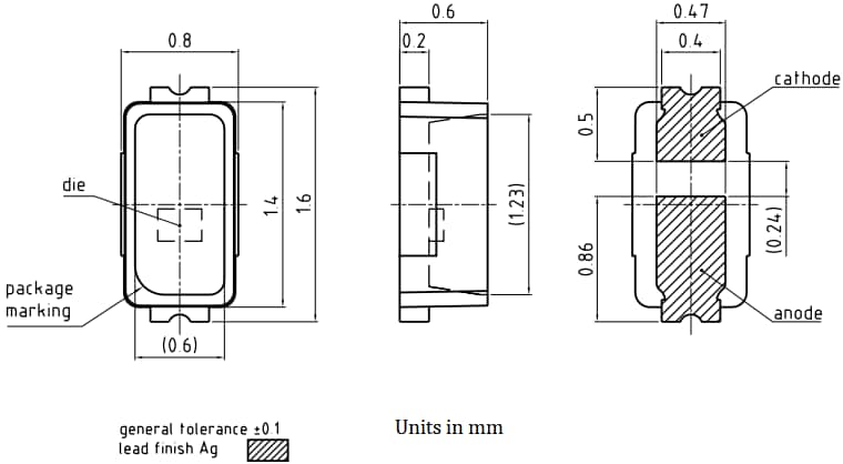 Mechanical Drawing - ams OSRAM OSTUNE® E1608 KW DELSS2.CC 30mA LEDs