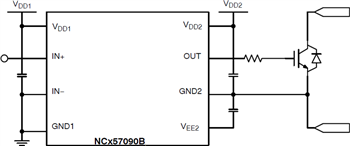 應用電路圖 - onsemi NCD57090與NCV57090 IGBT/MOSFET閘極驅動器