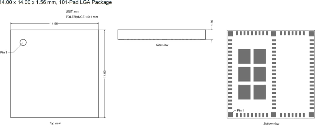 Mechanical Drawing - Insight SiP ISP3010 Smart Ultra-Wide Band BLE 5 Module