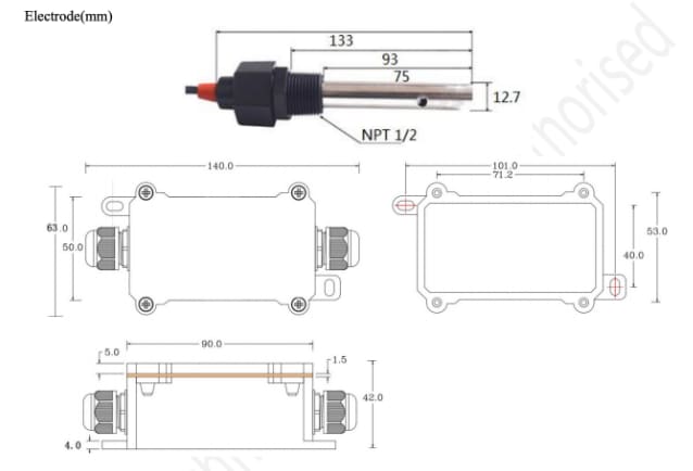 Mechanical Drawing - Seeed Studio Industrial EC & TDS Sensor