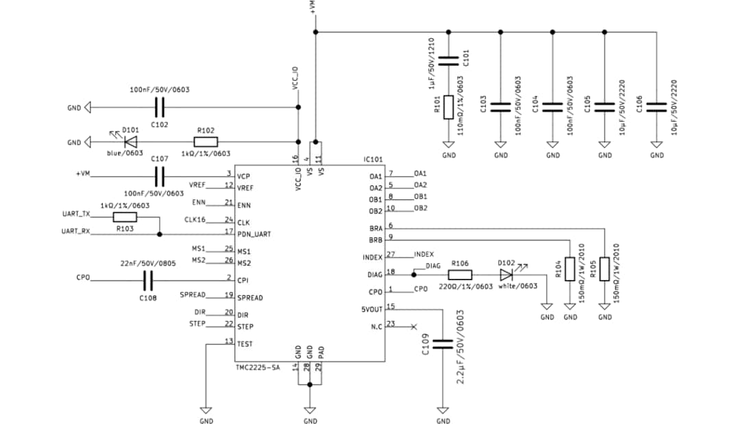 Schematic - Analog Devices / Maxim Integrated TMC2225-BOB Breakout Board