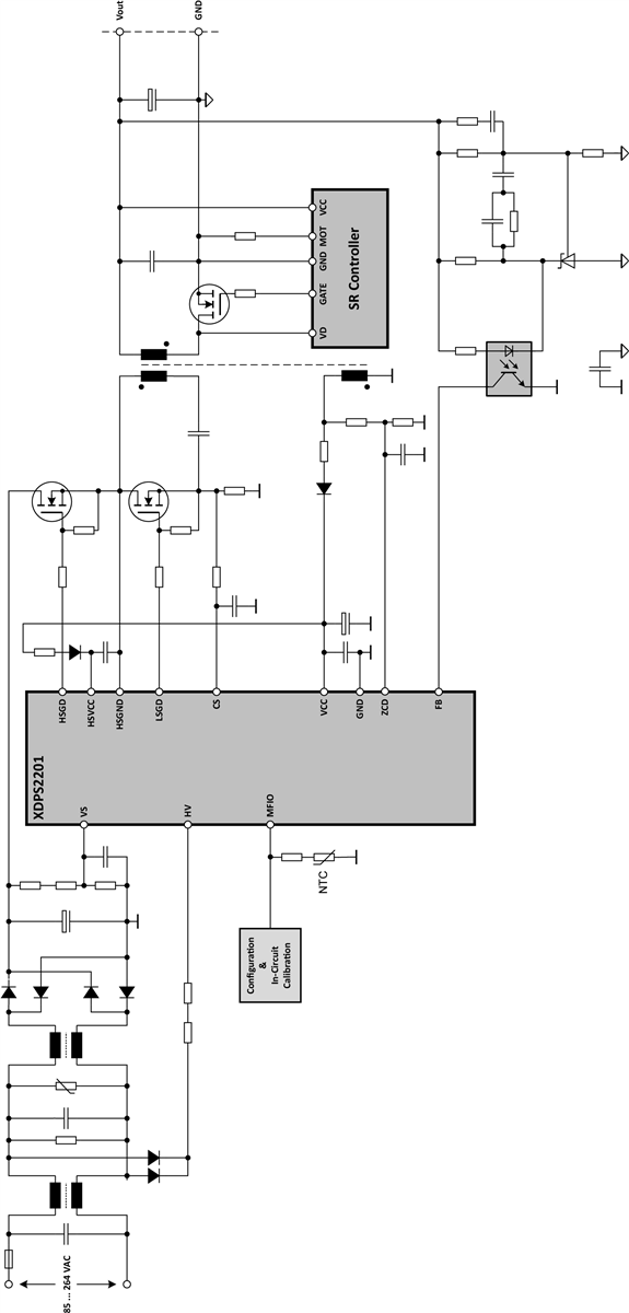 應用電路圖 - Infineon Technologies XDPS2201混合返馳式控制器