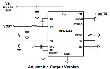 Application Circuit Diagram - Monolithic Power Systems (MPS) MPQ4313-AEC1 Switching Regulators