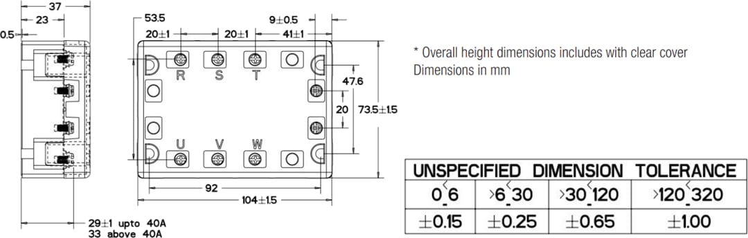 機械製圖 - TE Connectivity / Potter & Brumfield SSR3三相固態繼電器