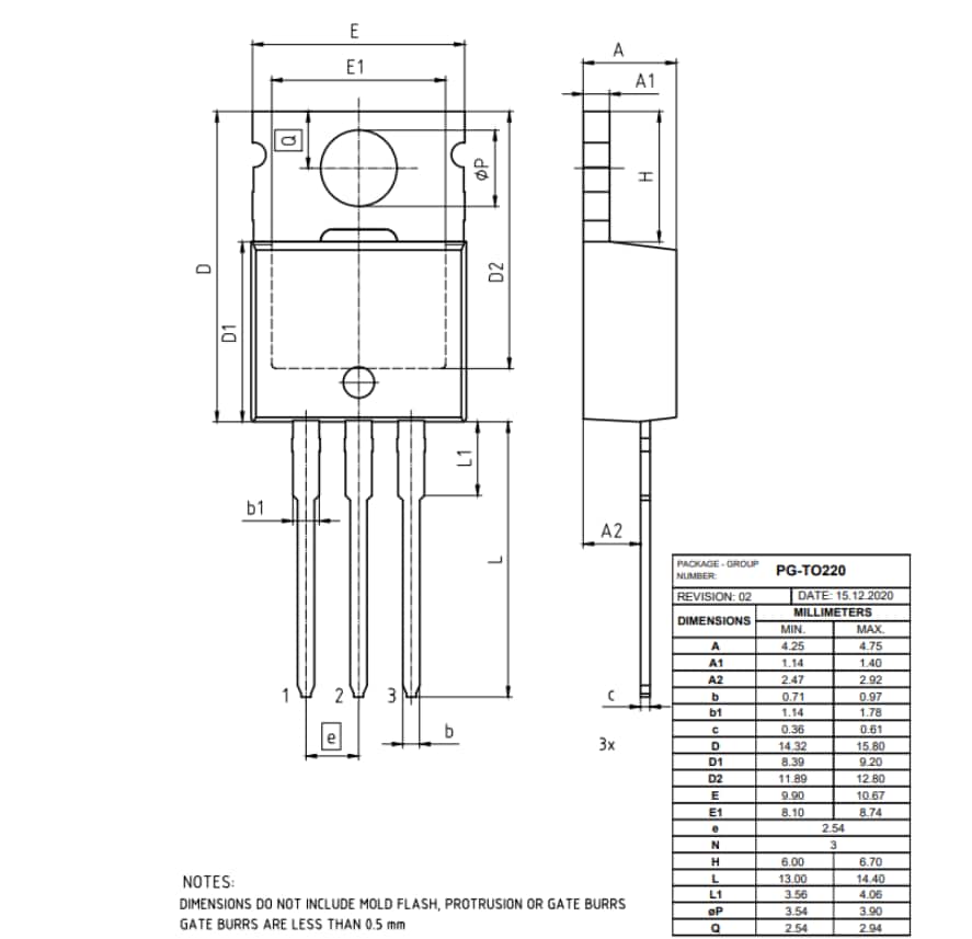 機械製圖 - Infineon Technologies StrongIRFET™ 2功率MOSFET