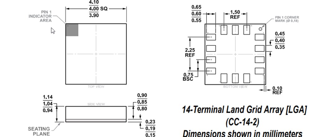 機械製圖 - Analog Devices Inc. ADXL359低功率3軸MEMS加速度計