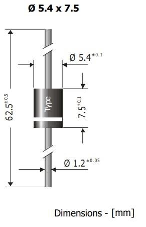 Mechanical Drawing - Diotec Semiconductor 1.5KEx Transient Voltage Suppressor Diodes