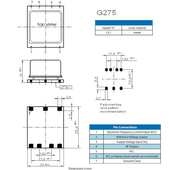 機械製圖 - Microchip Technology OX-221溫控式晶體振盪器