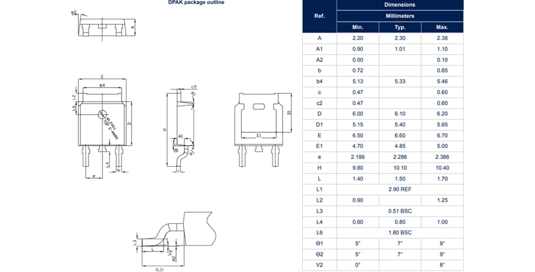 機械製圖 - STMicroelectronics X040 靈敏閘極 SCR 和 Z040 三端雙向可控矽元件