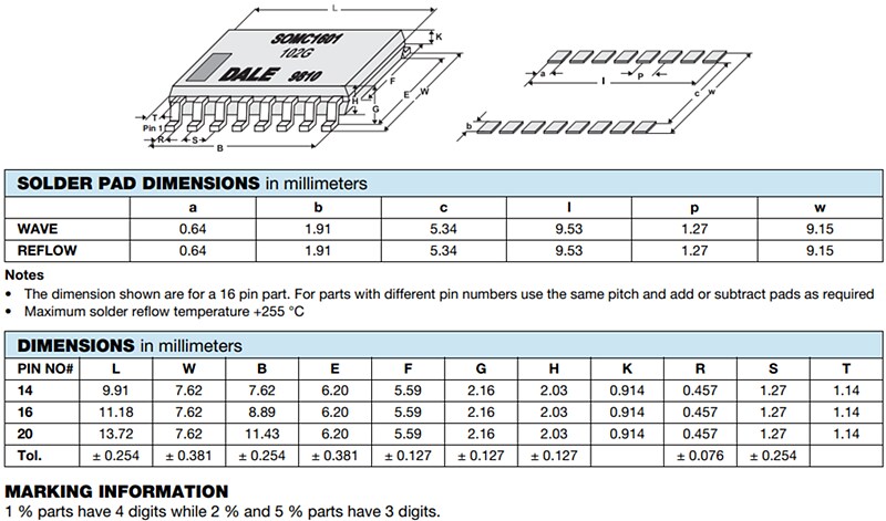 Vishay / Dale SOMC Dual-In-Line Thick Film Resistor Networks