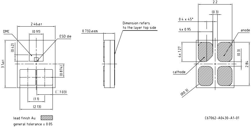 Mechanical Drawing - ams OSRAM OSLON® Compact PL KW2 CFLNM3.TK High-Power LED