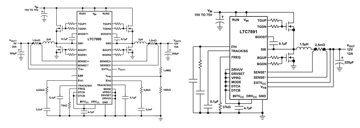 應用電路圖 - Analog Devices Inc. LTC7890/1同步降壓控制器