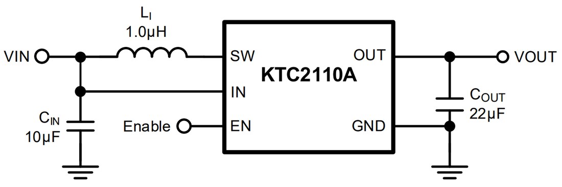 Application Circuit Diagram - Kinetic Technologies KTC2110A Low IQ Synchronous Boost