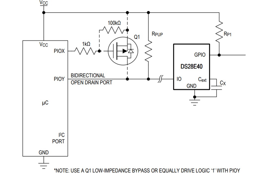 Application Circuit Diagram - Analog Devices / Maxim Integrated DS28E40 DeepCover® Automotive 1-Wire Authenticator
