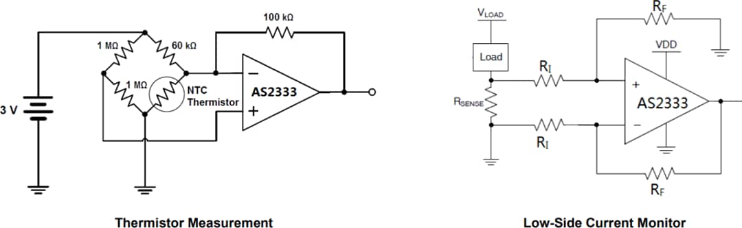 Application Circuit Diagram - Diodes Incorporated AS2333Q Zero-Drift Operational Amplifier (Op-Amp)