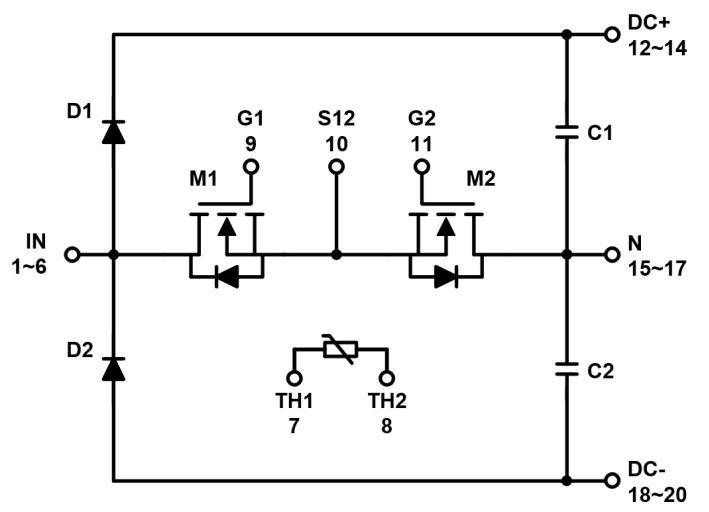 Schematic - onsemi NXH020U90MNF2 Silicon Carbide (SiC) Modules