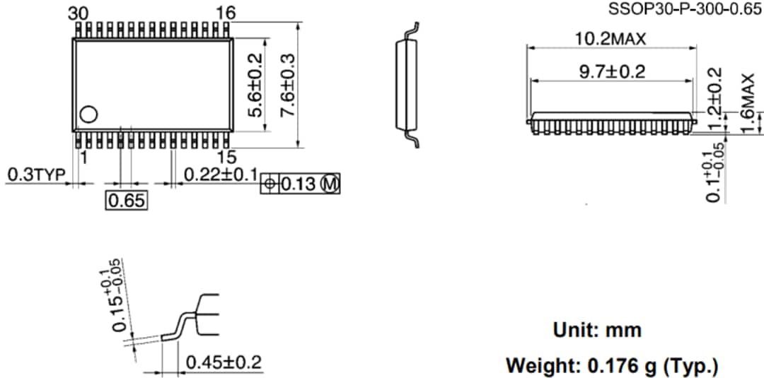 Mechanical Drawing - Toshiba TPD2015FN High-Side Intelligent Power Switch