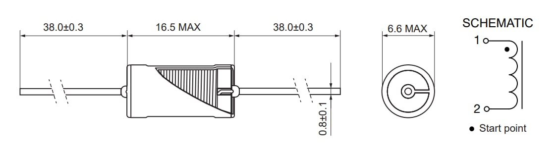 Mechanical Drawing - Signal Transformer / Bel SFAPI Fixed Axial Power Inductors