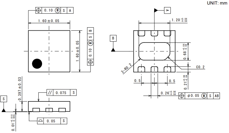 Mechanical Drawing - Nisshinbo NT1189 3.3GHz to 5GHz  High Linearity LNA