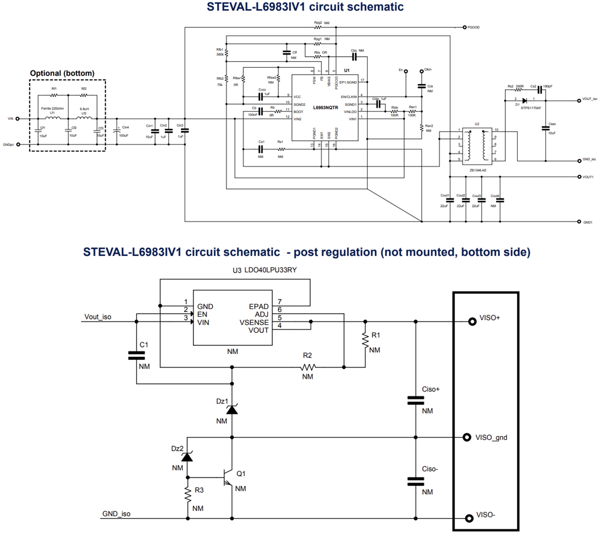 Schematic - STMicroelectronics STEVAL-L6983IV1 Synchronous Iso-Buck Eval Board