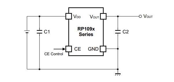 Application Circuit Diagram - Nisshinbo RP109x LDO Voltage Regulators