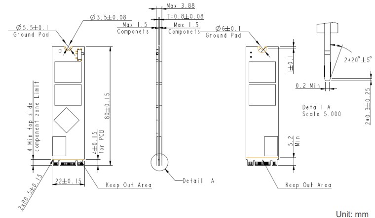 Mechanical Drawing - Apacer Technology Inc. SV240-M280 Flash Drives