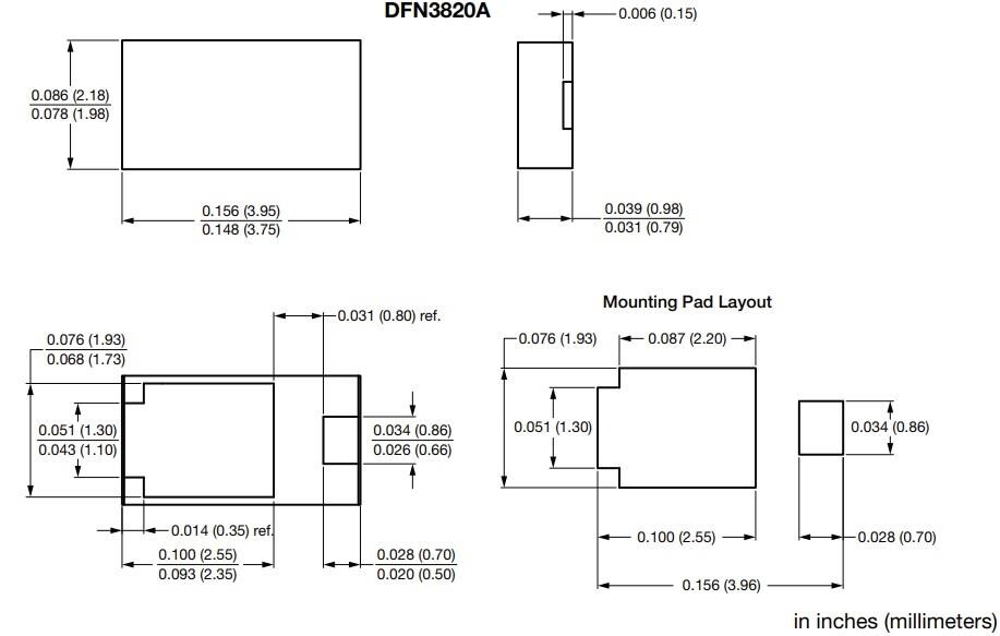 Mechanical Drawing - Vishay DFN3820A Trench MOS Barrier Schottky Rectifiers
