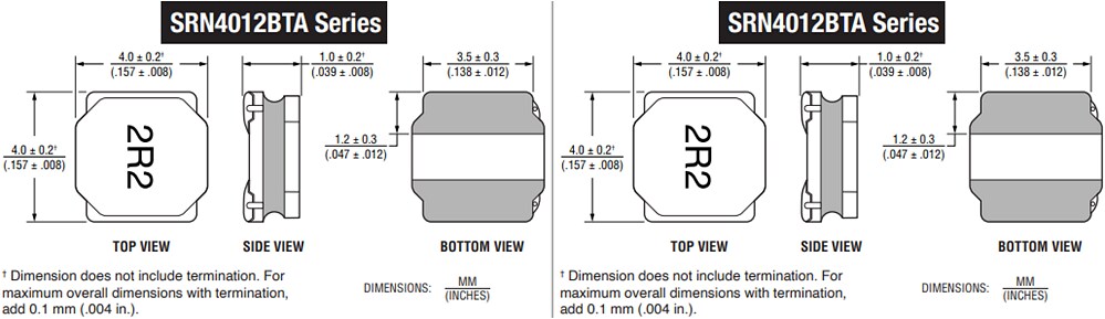 Bourns SRN4012BTA & SRN4018BTA Semi-Shielded Inductors