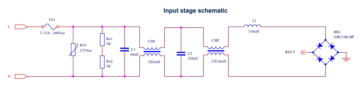 Schematic - STMicroelectronics EVLVIPGAN100PD 100W USB PD Reference Design
