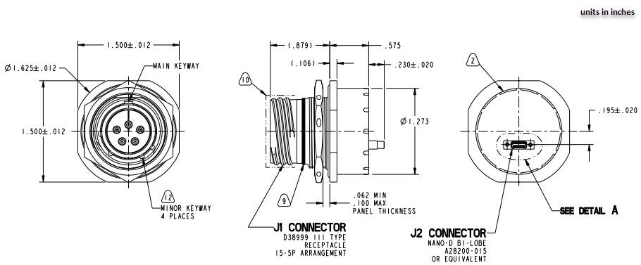 Mechanical Drawing - Amphenol Aerospace Circular MIL Optoelectronic Transceiver Module