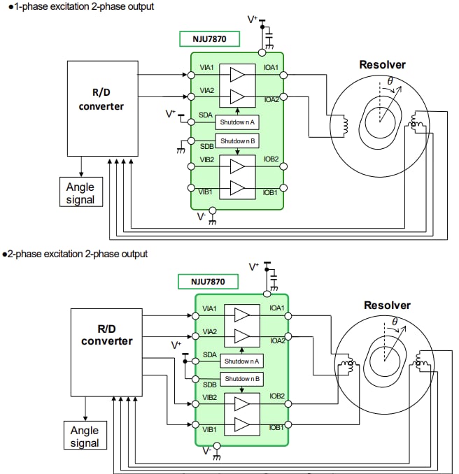 Application Circuit Diagram - Nisshinbo NJU7870 Differential Amplifier IC