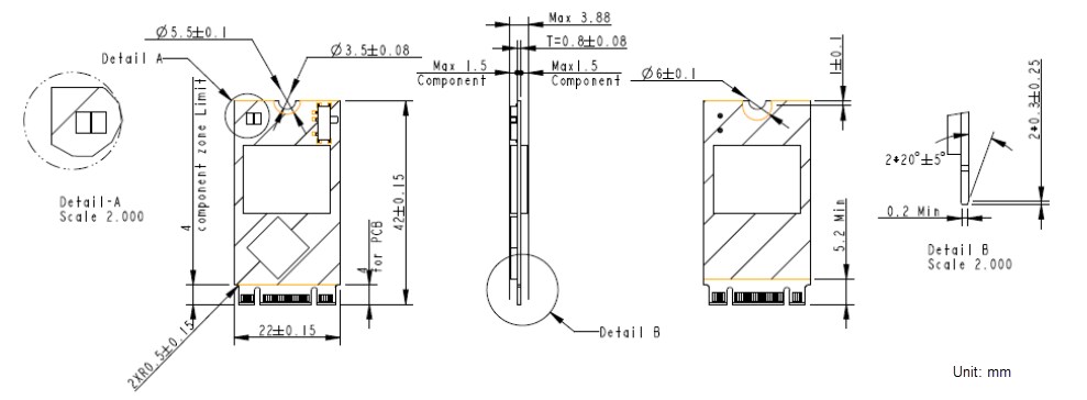 Mechanical Drawing - Apacer Technology Inc. SH250-M242 Flash Drives