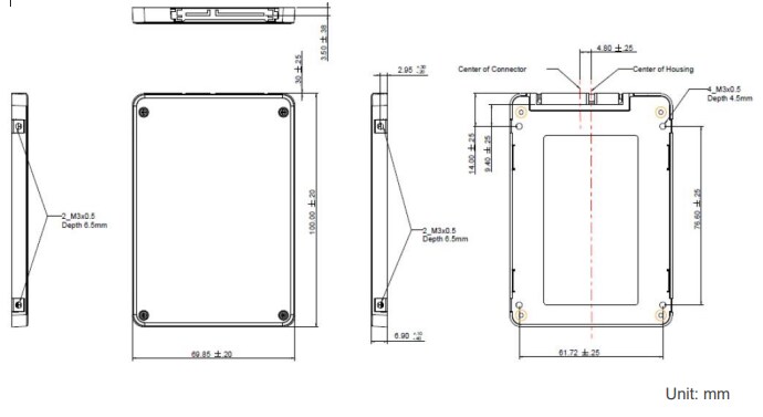 Mechanical Drawing - Apacer Technology Inc. SV240-25 Serial ATA Flash Drives