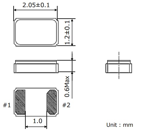 Mechanical Drawing - Seiko Instruments SC-20S SMD Quartz Crystal Units