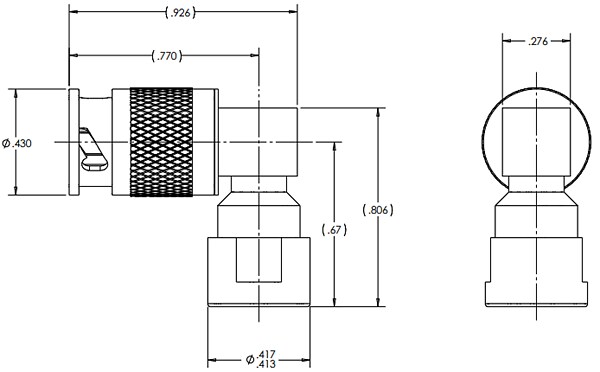 SRI Connector Gage ZMA Right-Angle RF Adapter
