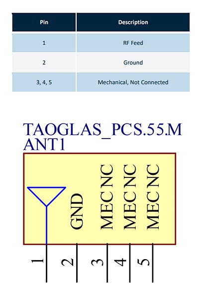 Schematic - Taoglas PCS.55.M Small FR4 Wideband 4G LTE Antennas